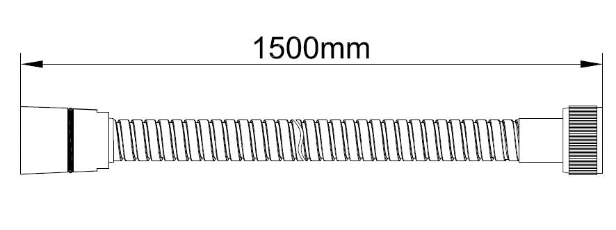 UniMatch doucheslang metaal 150 cm geborsteld koper maattekening – 150 cm | Dealplein