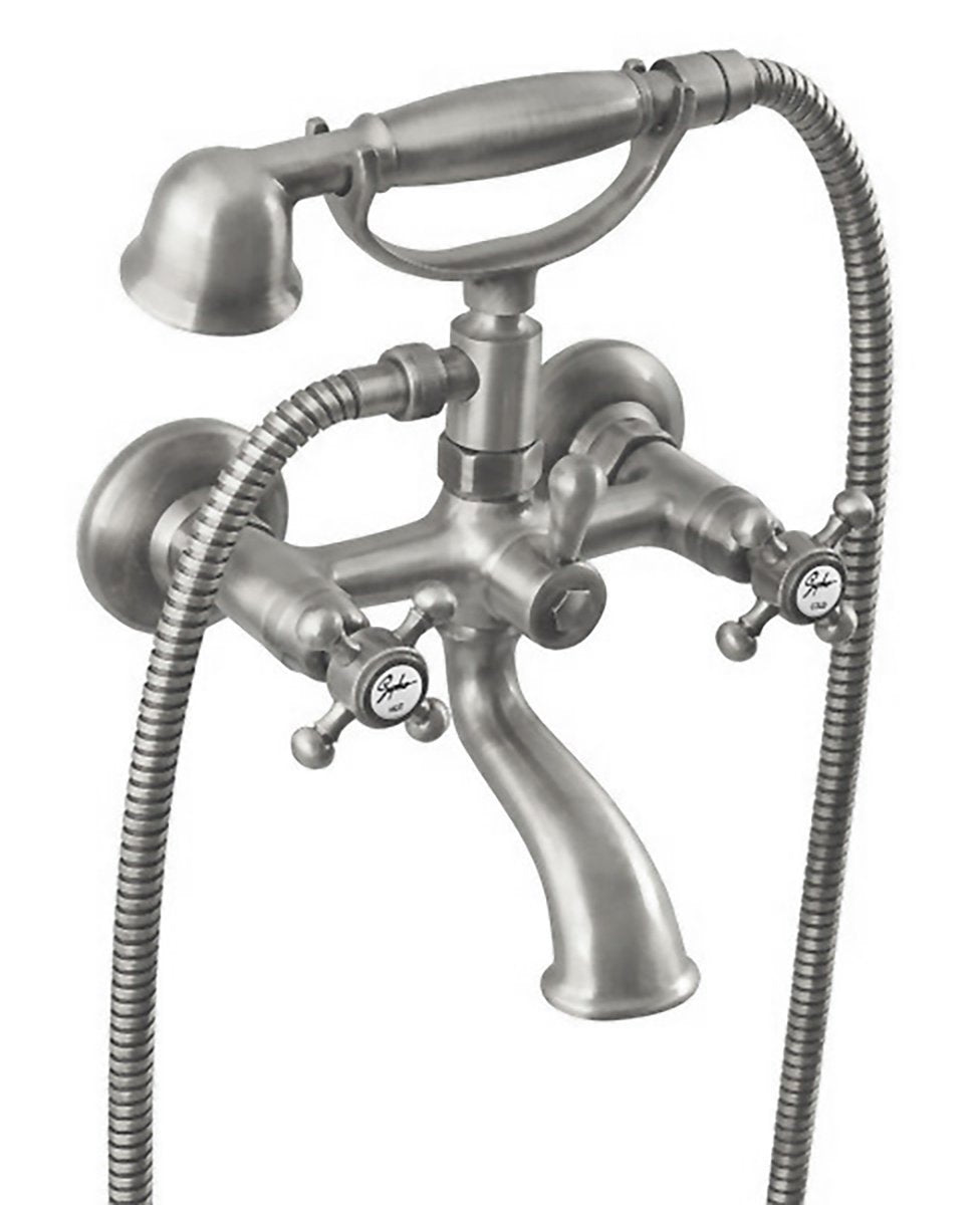 Antea Retro Badmengkraan Messing Wandmontage Met Handdouche Geborsteld Nikkel - Productfoto