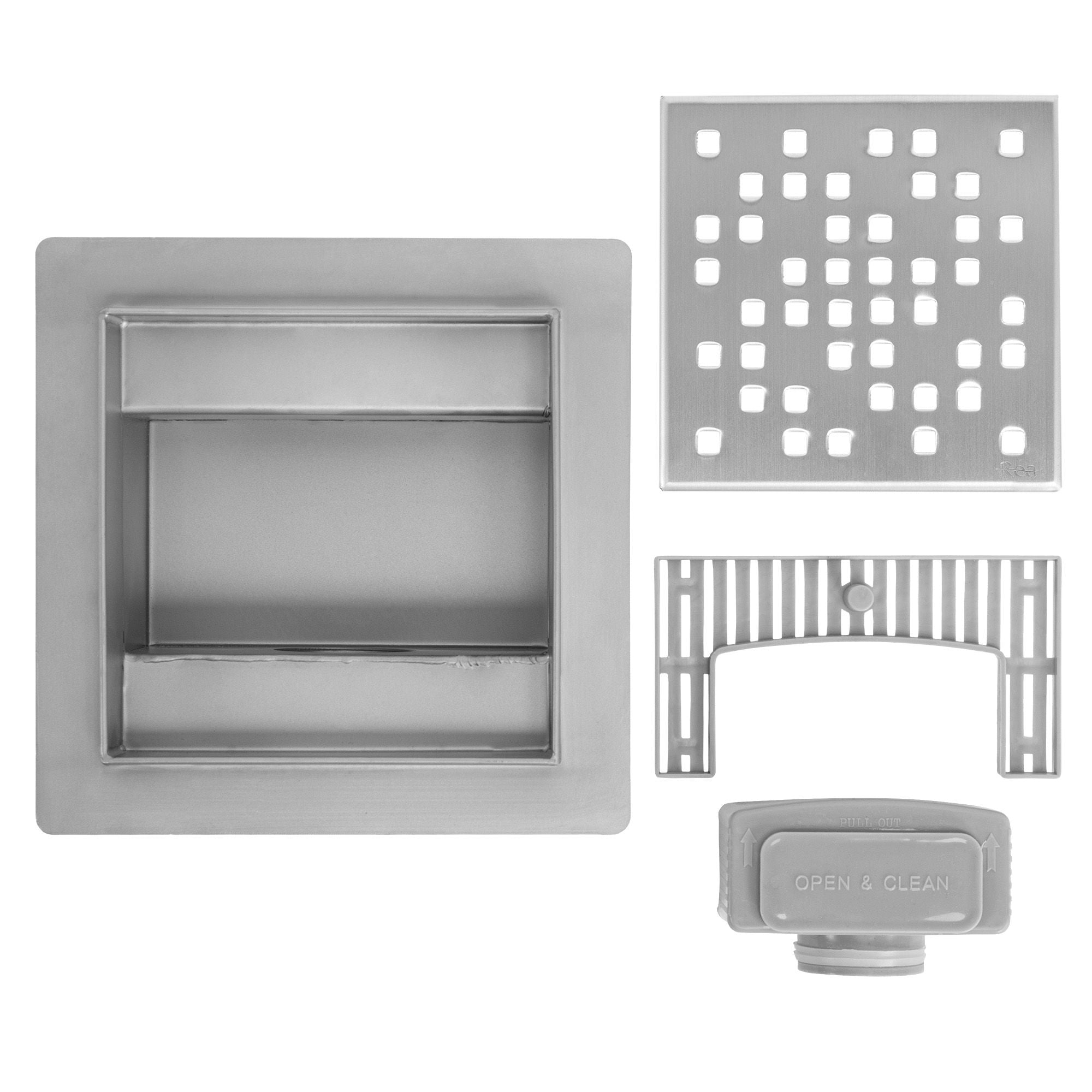 Lineaire afvoer REA DOTS Brush Steel 12x12