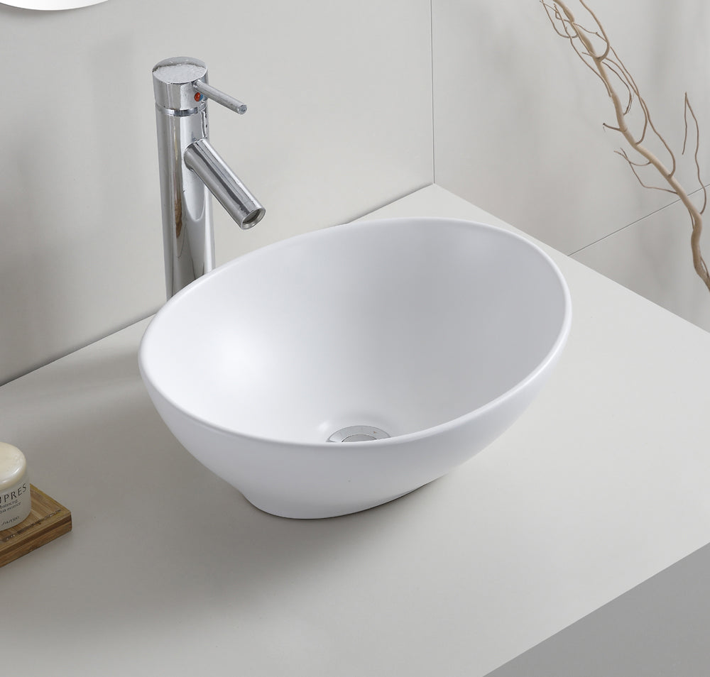 Barco waskom ovaal 40 x 33 x 14,5 cm keramiek mat wit – Wiesbaden – Mat Wit – Waskommen | Dealplein