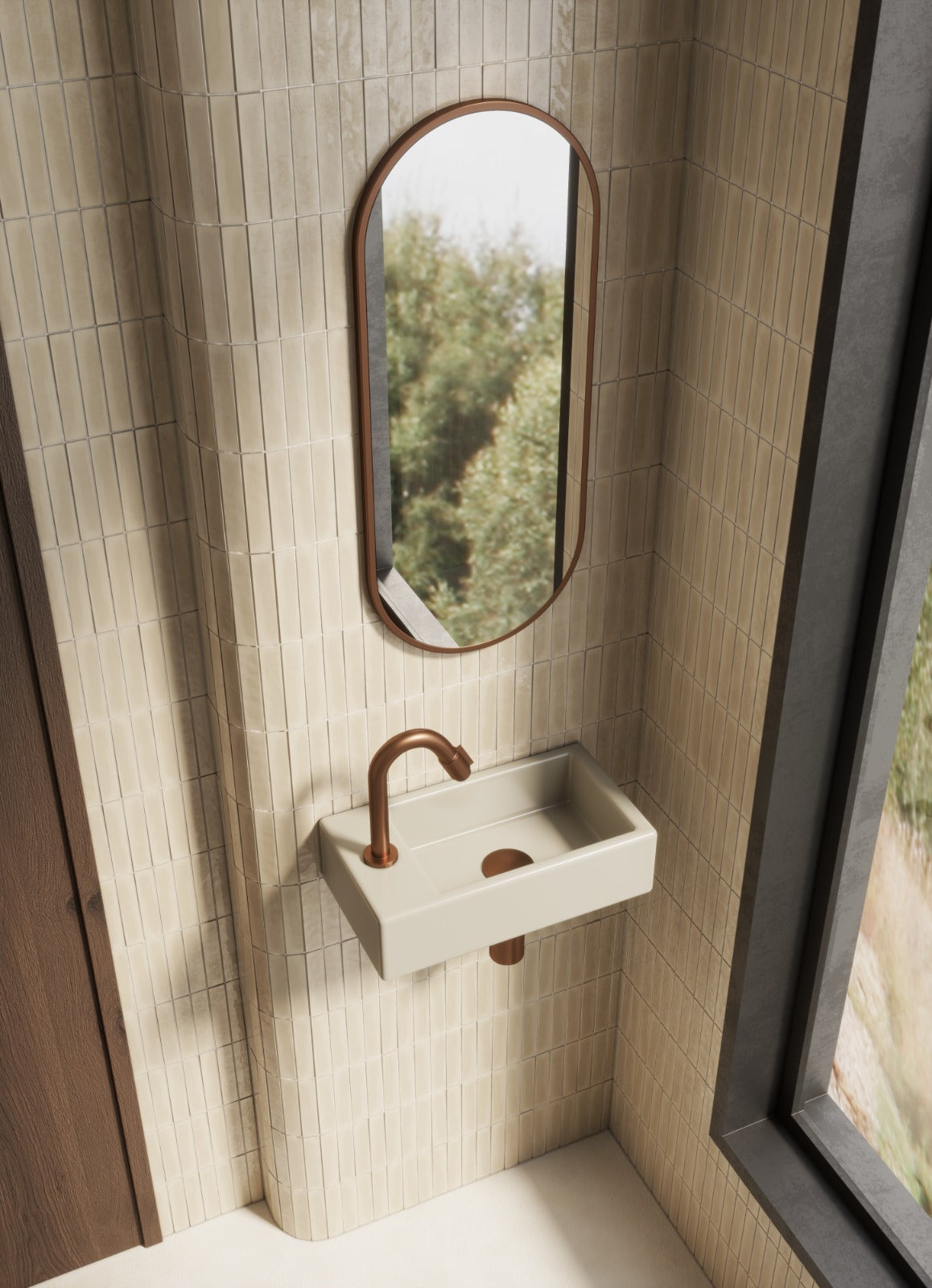 Wiesbaden Rhea M fontein links 40 x 22 x 11 cm keramiek beige