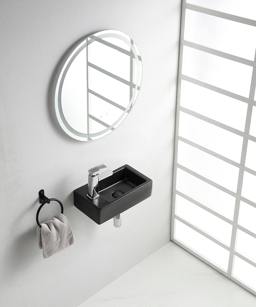 Rhea M fontein links 40 x 22 x 11 cm keramiek mat zwart – Wiesbaden – Mat Zwart – Fonteinen | Dealplein