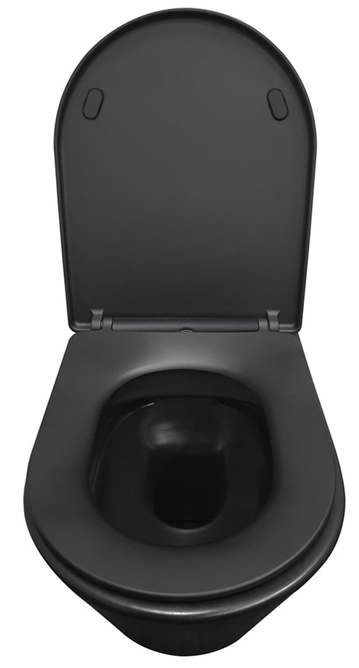 Wiesbaden Vesta wandcloset rimless met Shade slim toiletzitting softclose en quick release mat zwart