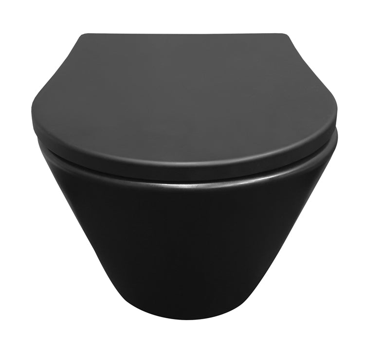 Wiesbaden Vesta wandcloset rimless met Shade slim toiletzitting softclose en quick release mat zwart