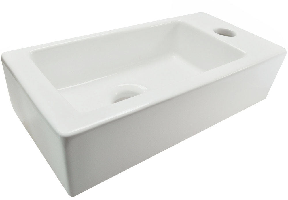 Rhea S mini fontein rechts 36,5 x 18 x 9 cm keramiek glans wit – Wiesbaden – Glans Wit – Fonteinen | Dealplein