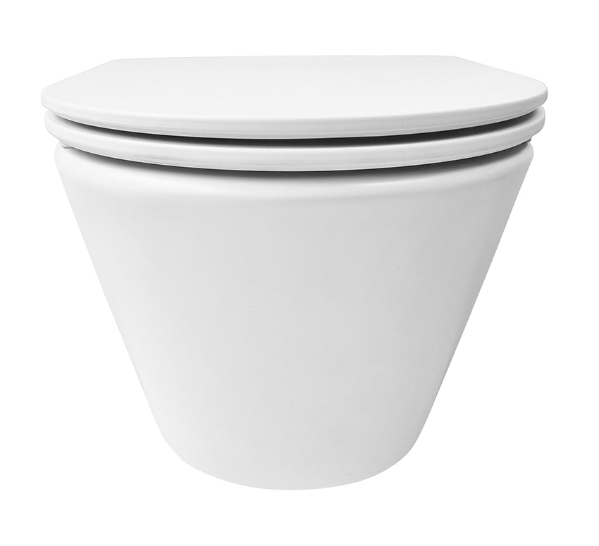 Wiesbaden Vesta wandcloset rimless met Flatline toiletzitting softclose en quick release mat wit