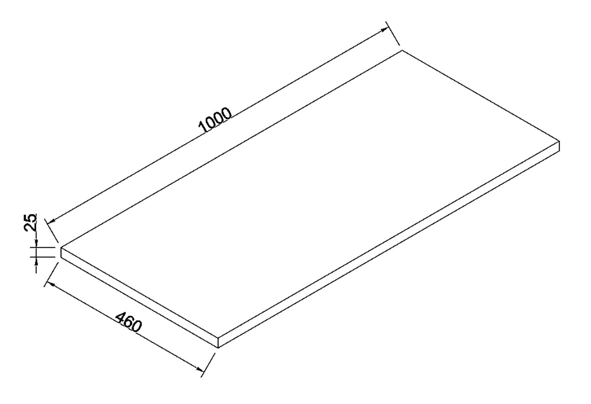 Marmaris Topblad 100x46x2,5 cm mat zwart maattekening – 100 × 46 × 2,5 cm | Dealplein