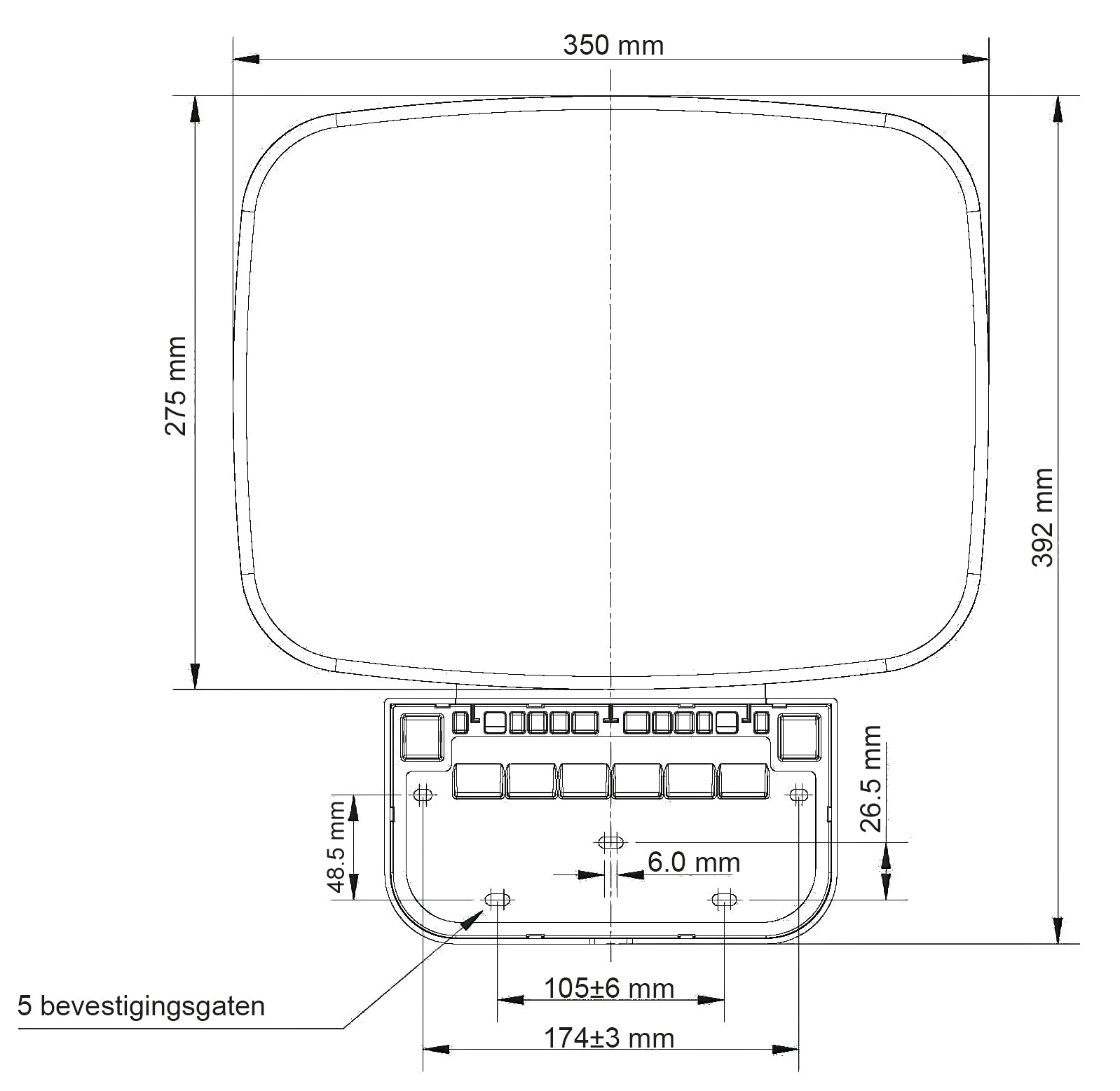 Maattekening Serva doucheklapzitje zwart