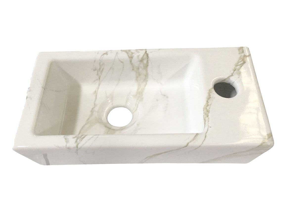 Rhea S mini fontein rechts 36,5 x 18 x 9 cm keramiek carrara – Wiesbaden – Onbekend – Fonteinen | Dealplein