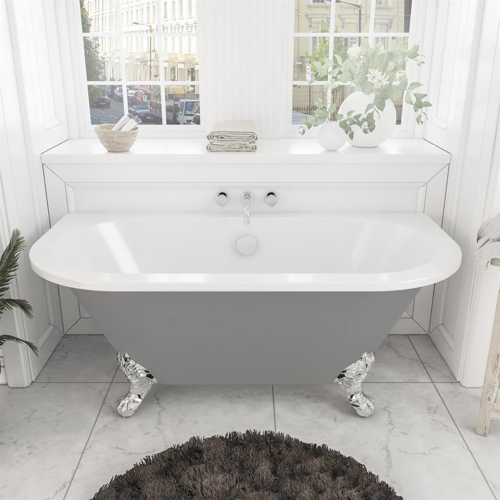 Eastbrook Mortlake Vrijstaand Roll Top Bad 150 x 74 x 61 cm Grijs