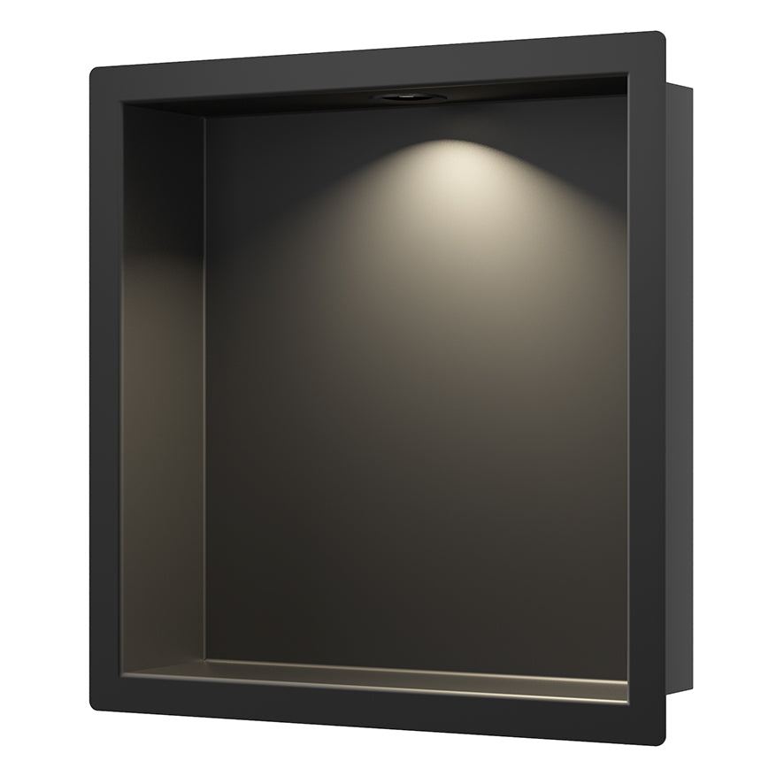 Wiesbaden Demis inbouwnis met LED 30 x 30 x 7 cm mat zwart