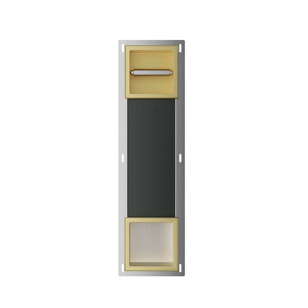Rocko toiletrolhouder zonder klep en reserverolhouder inbouw geborsteld messing