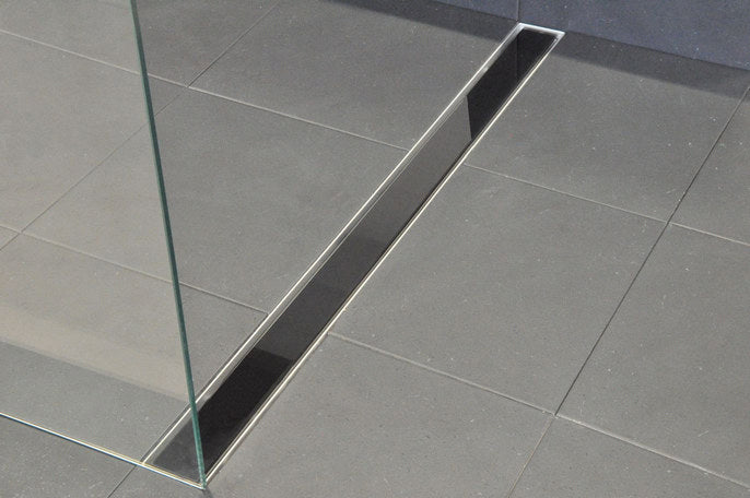 Wiesbaden Glasrooster voor douchegoot 60 x 7 cm glanzend zwart