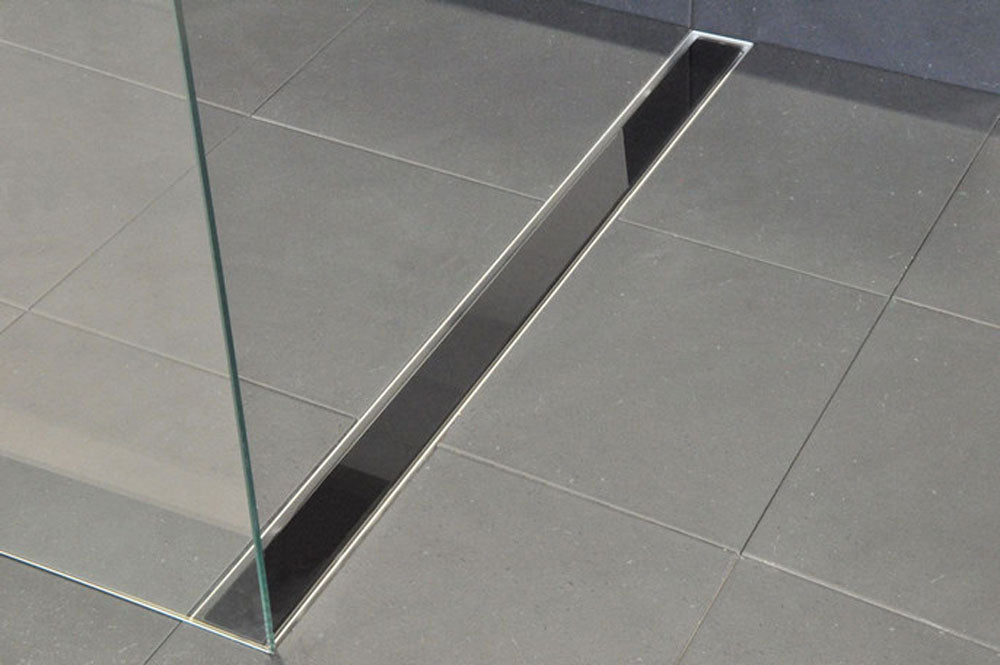 Wiesbaden Glasrooster voor douchegoot 70 x 7 cm glanzend zwart