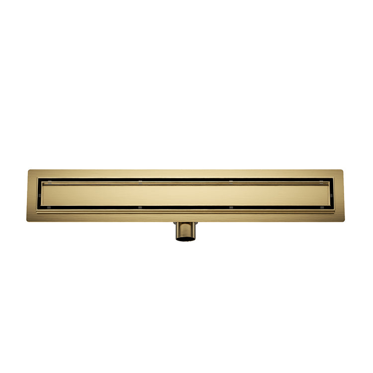Wiesbaden Douchegoot met flens en tegelrooster 80 x 7 cm geborsteld messing PVD