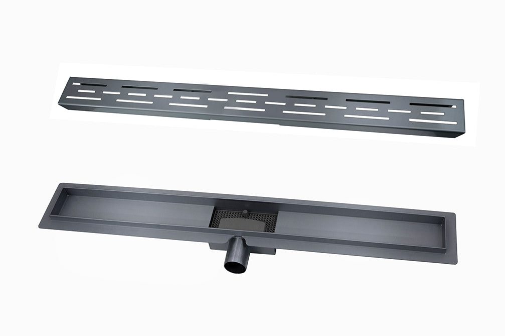 Wiesbaden Douchegoot met flens en rooster 80 x 7 cm gunmetal PVD