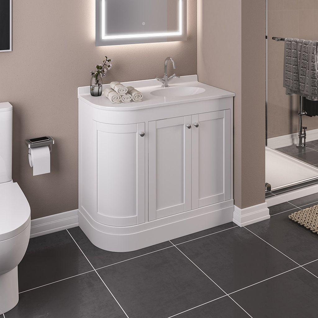 Eastbrook Hardwick Staand Badmeubel 90x45 Cm Hoek Rechts Mat Wit