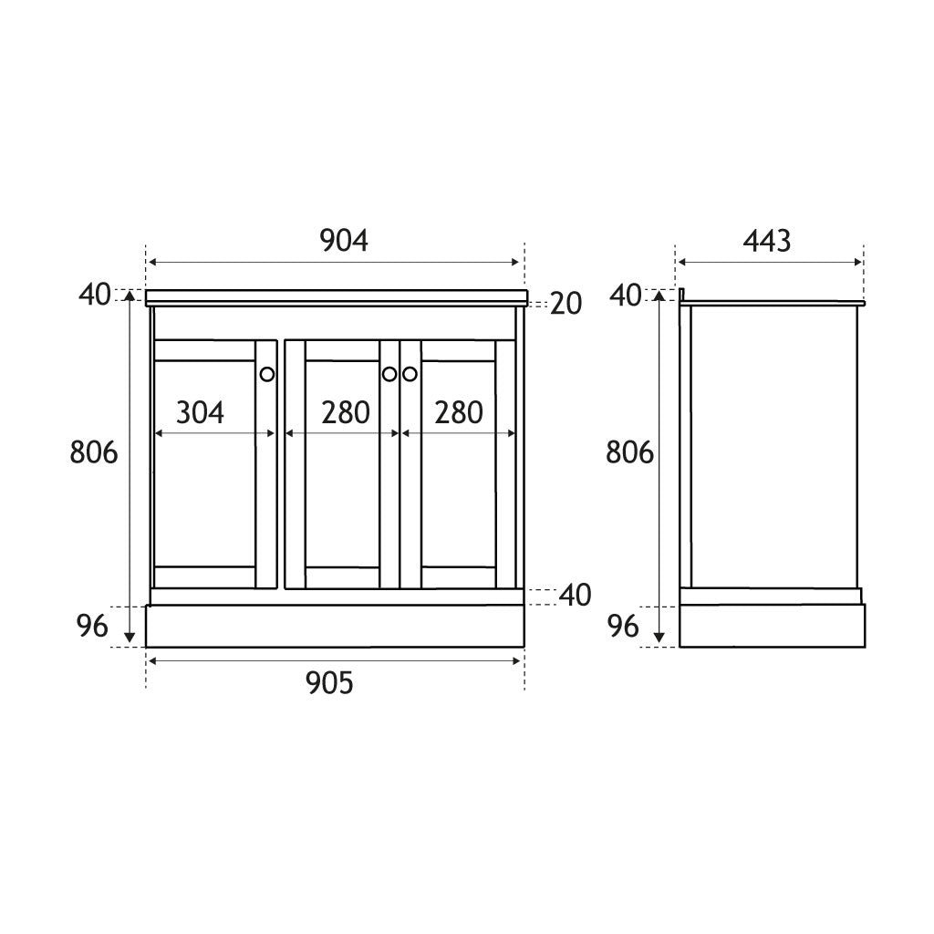 Eastbrook Hardwick Staand Badmeubel 90x45 Cm Hoek Rechts Mat Wit