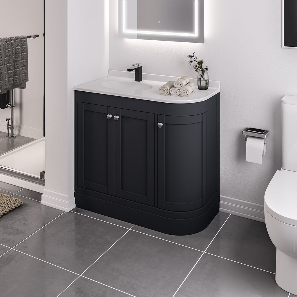 Eastbrook Hardwick Staand Badmeubel 90x45 Cm Hoek Rechts Mat Antraciet