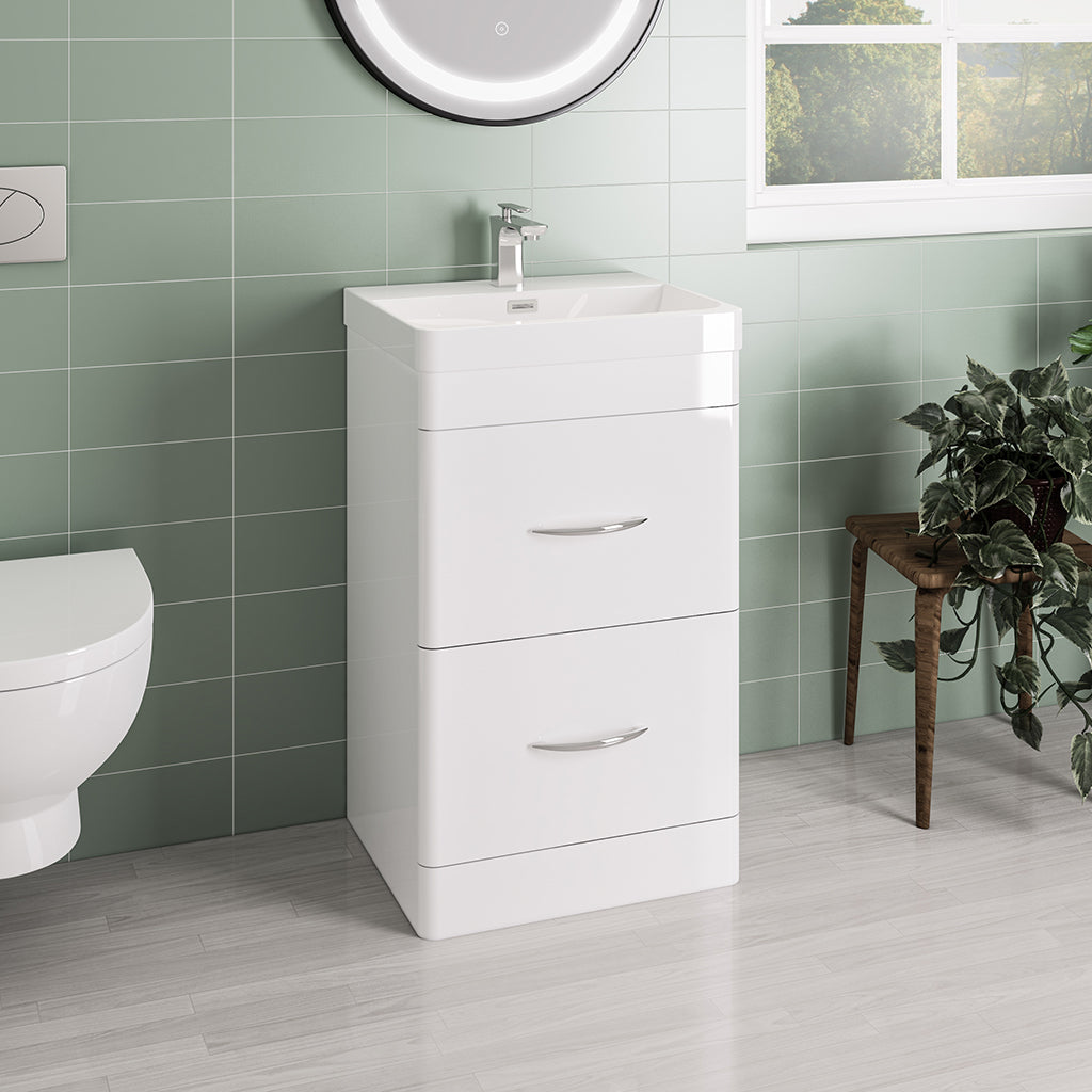 Eastbrook Cavone Staand Badmeubel 50x46 Cm Met Lades Hoogglans Wit