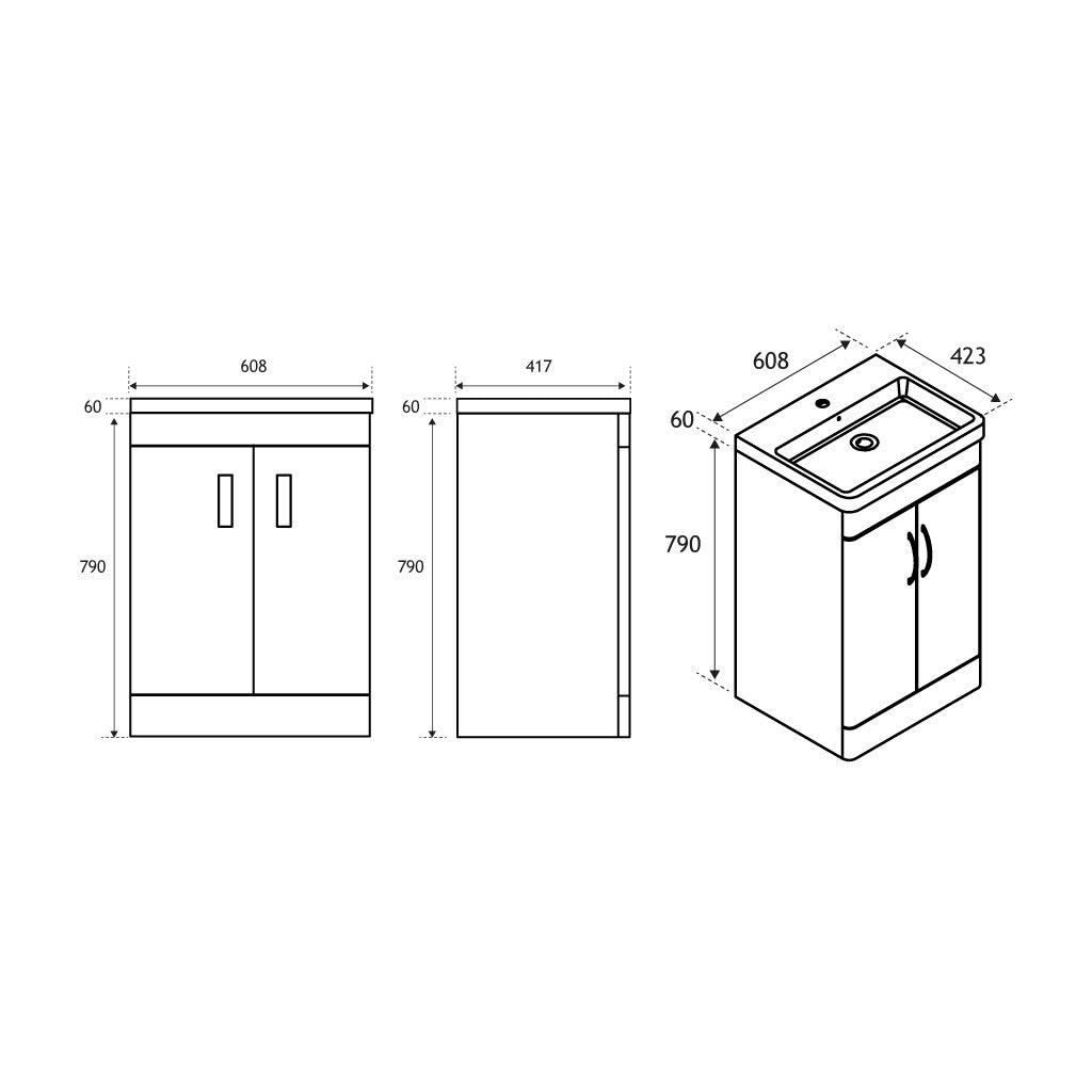 Eastbrook Cavone Staand Badmeubel 60x46 Cm Met Deuren Hoogglans Wit