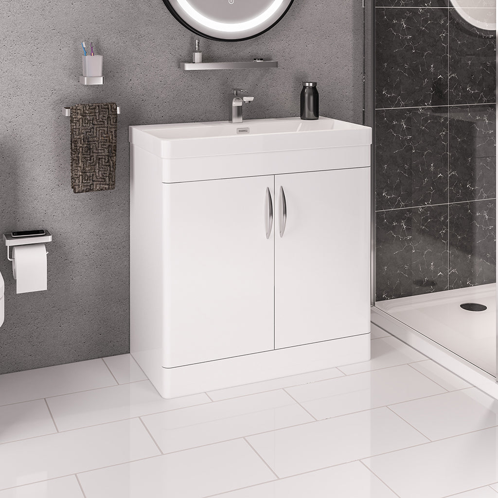 Eastbrook Cavone Staand Badmeubel 80x46 Cm Met Deuren Hoogglans Wit