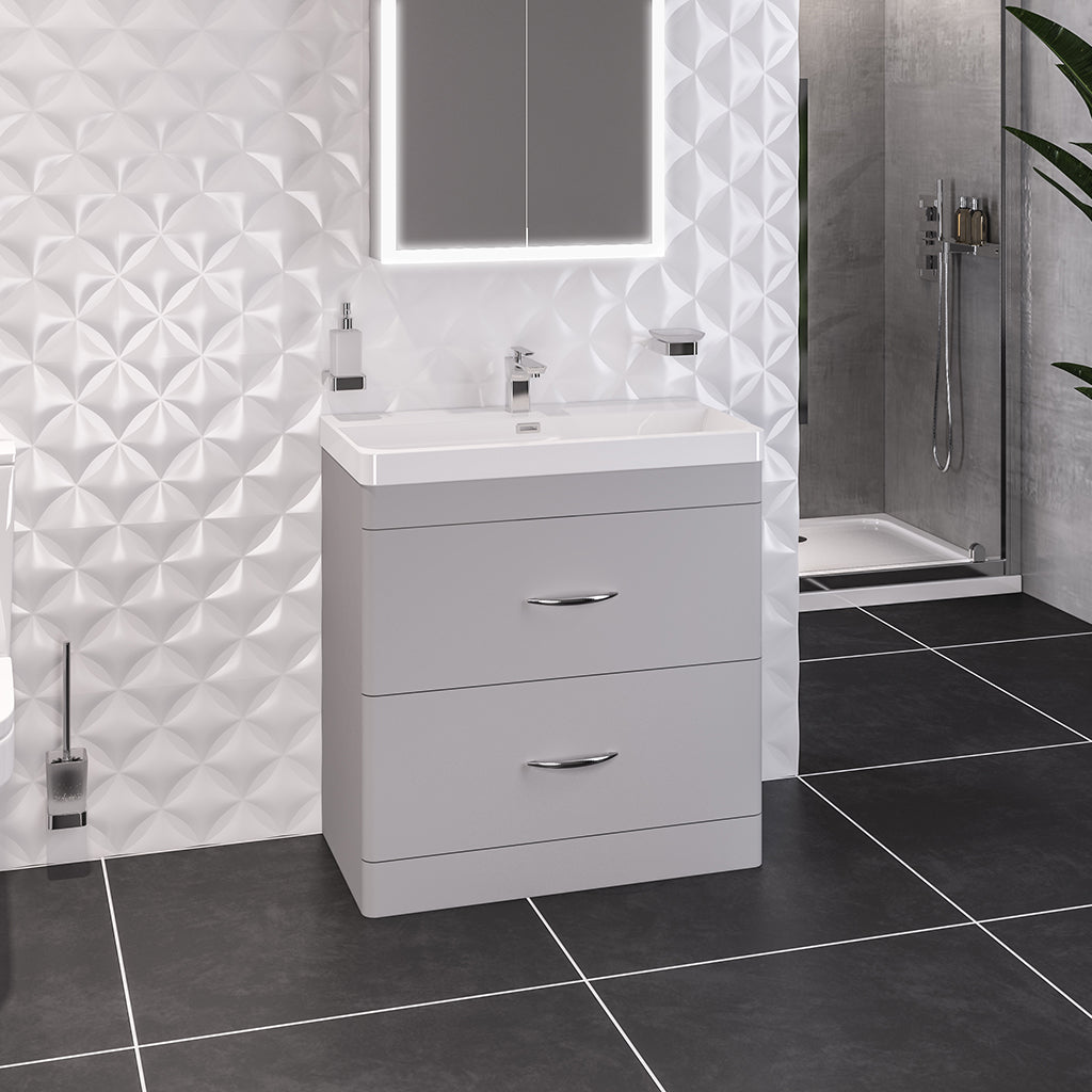 Eastbrook Cavone Staand Badmeubel 80x46 Cm Met Lades Mat Grijs