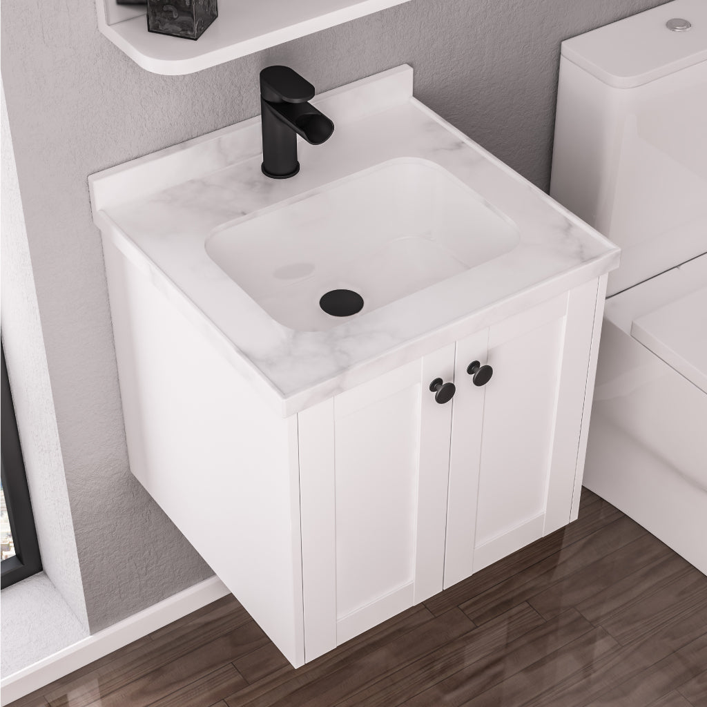Eastbrook Hardwick Wastafel 60x47 Cm Vierkant Quartz Wit