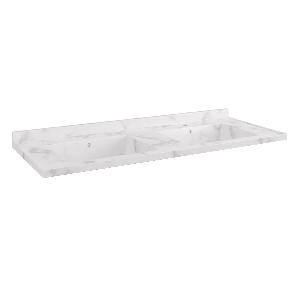 Eastbrook Hardwick Dubbele Wastafel 120x47 Cm Vierkant Quartz Wit