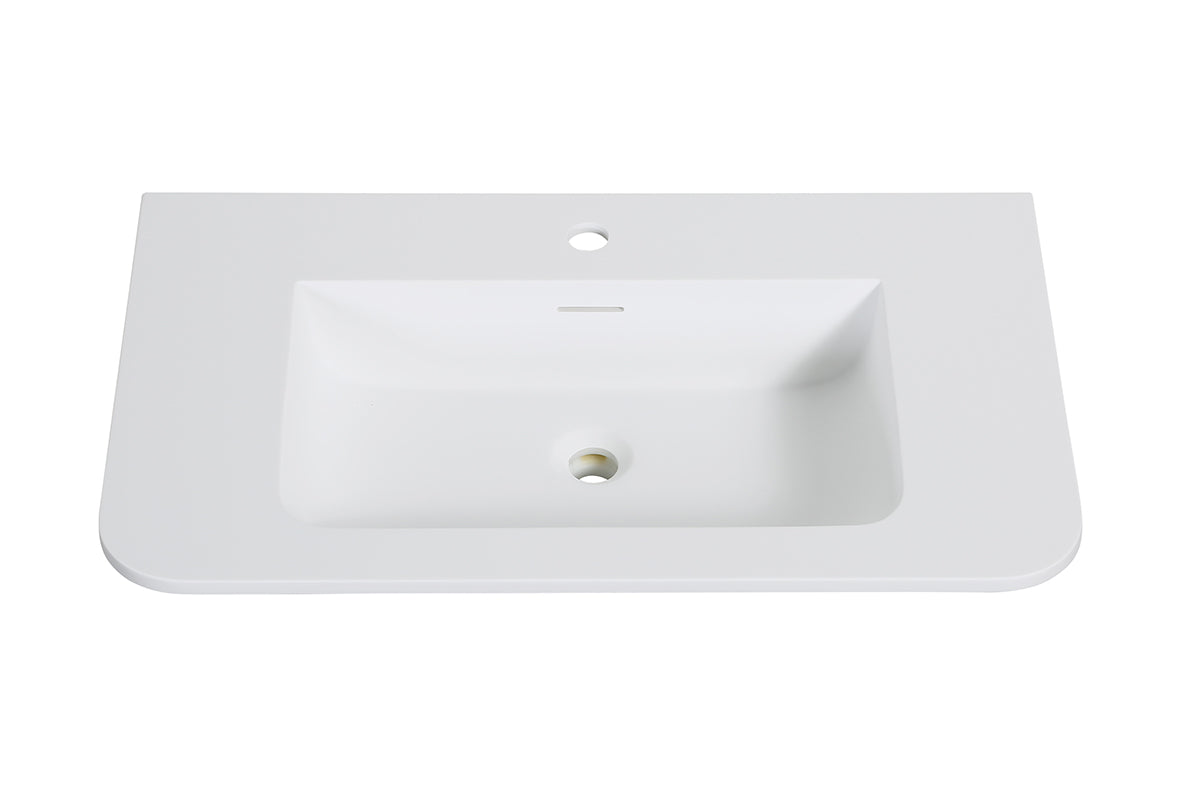 Laro wastafel enkel met 1 kraangat ronde hoeken 80 x 48 x 1,5 cm solid surface mat wit – Wiesbaden – Mat Wit – Meubel Wastafel | Dealplein