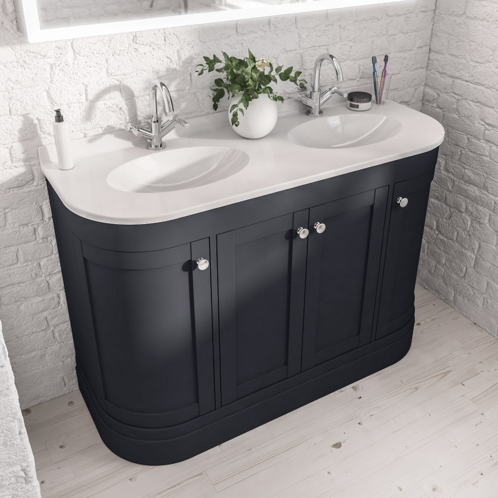 Eastbrook Hardwick Dubbele Wastafel Cast Marble Wit