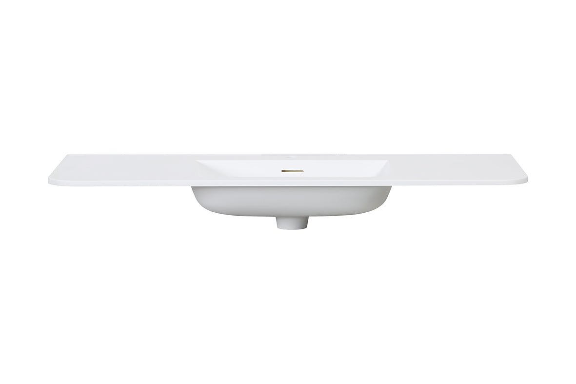 Wiesbaden Laro wastafel enkel met 1 kraangat ronde hoeken 120 x 48 x 1,5 cm solid surface mat wit
