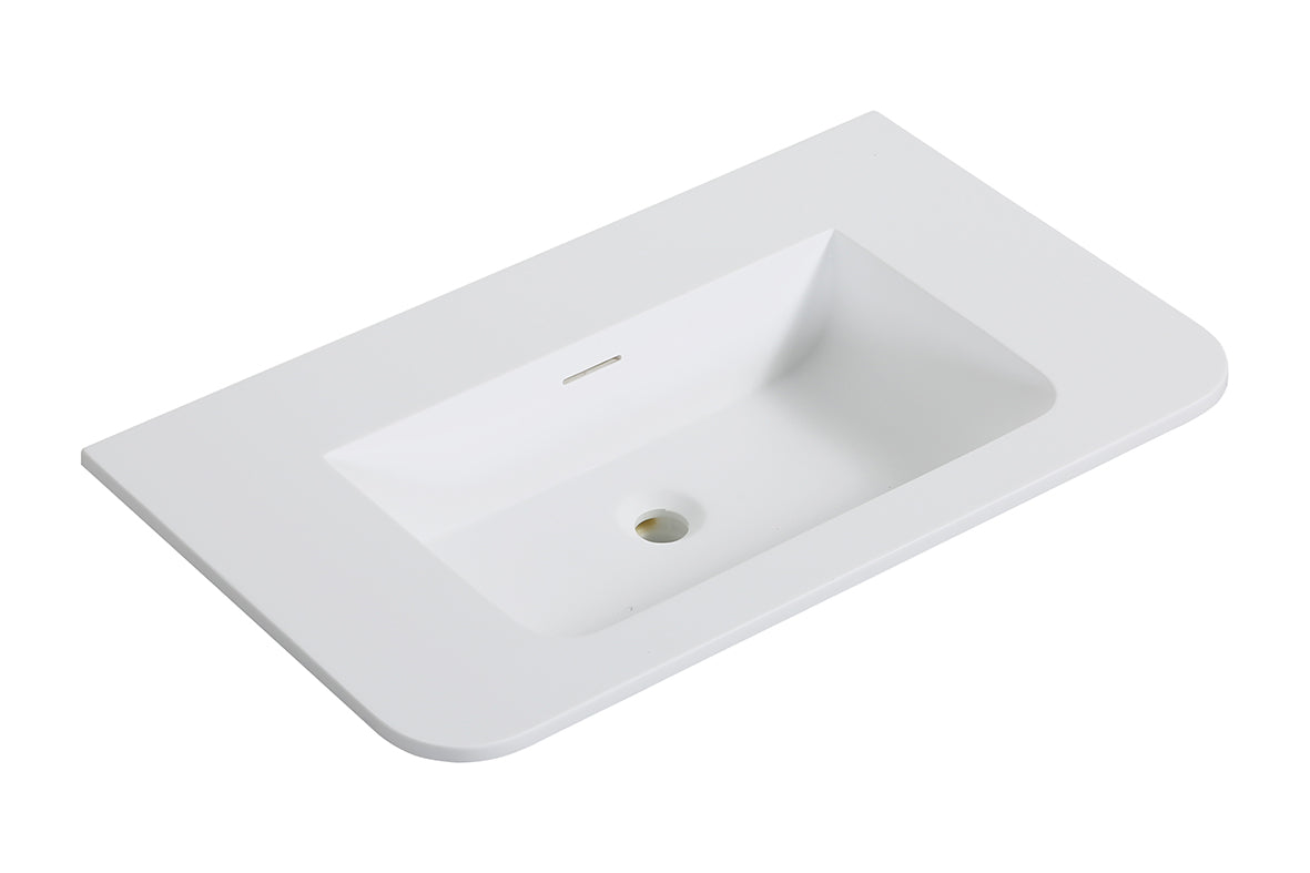 Laro wastafel zonder kraangat ronde hoeken 80 x 48 x 1,5 cm solid surface mat wit – Wiesbaden – Mat Wit – Meubelwastafel | Dealplein