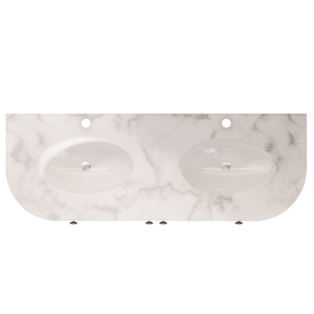 Eastbrook Hardwick Dubbele Wastafel Quartz Wit
