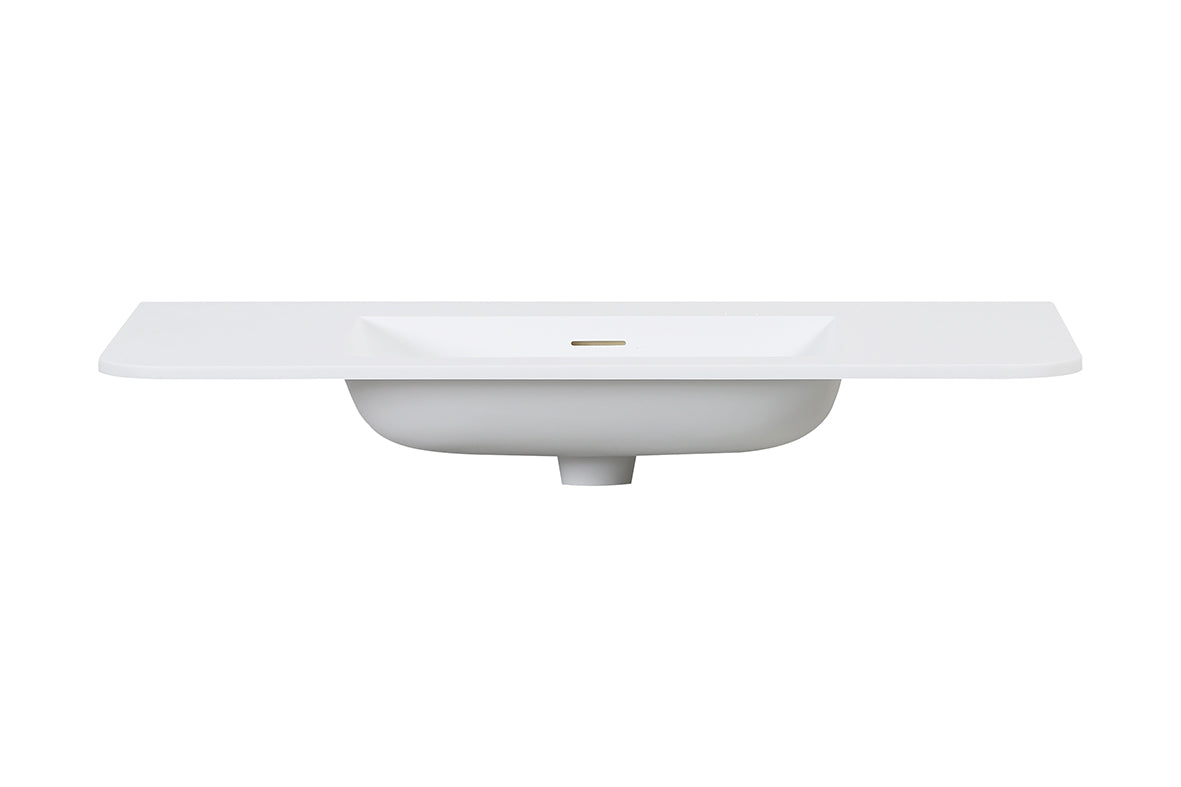 Laro wastafel zonder kraangat ronde hoeken 100 x 48 x 1,5 cm solid surface mat wit – Wiesbaden – Mat Wit – Meubel Wastafel | Dealplein
