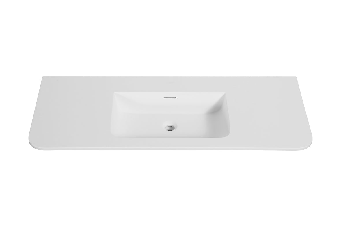 Laro wastafel zonder kraangat ronde hoeken 120 x 48 x 1,5 cm solid surface mat wit – Wiesbaden – Mat Wit – Meubel Wastafel | Dealplein