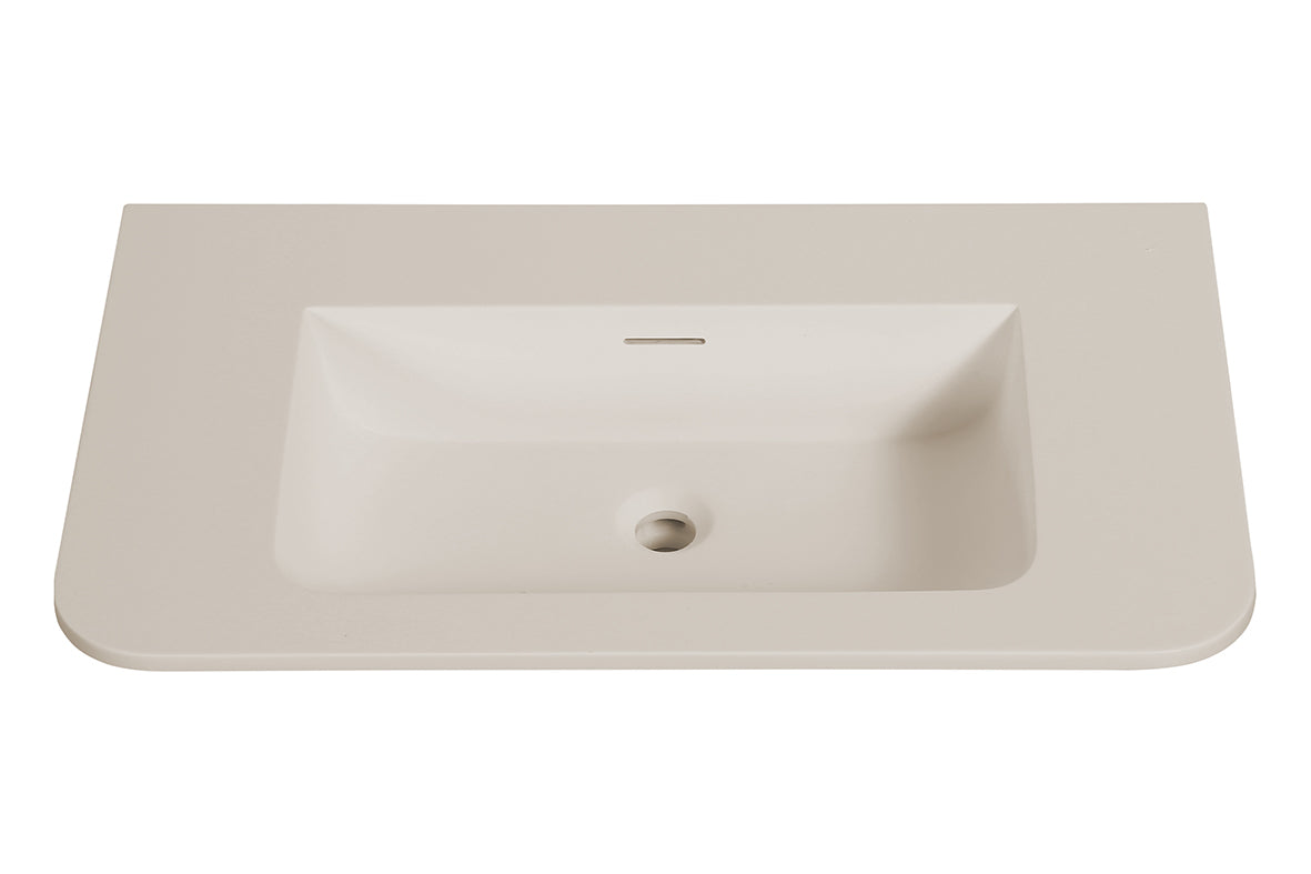 Wiesbaden Laro wastafel zonder kraangat ronde hoeken 80 x 48 x 1,5 cm solid surface beige