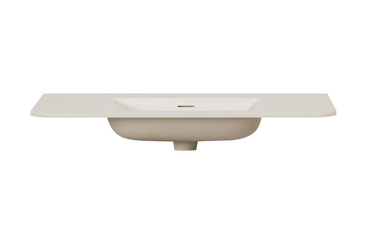 Laro wastafel zonder kraangat ronde hoeken 100 x 48 x 1,5 cm solid surface beige – Wiesbaden – Beige – Meubel Wastafel | Dealplein