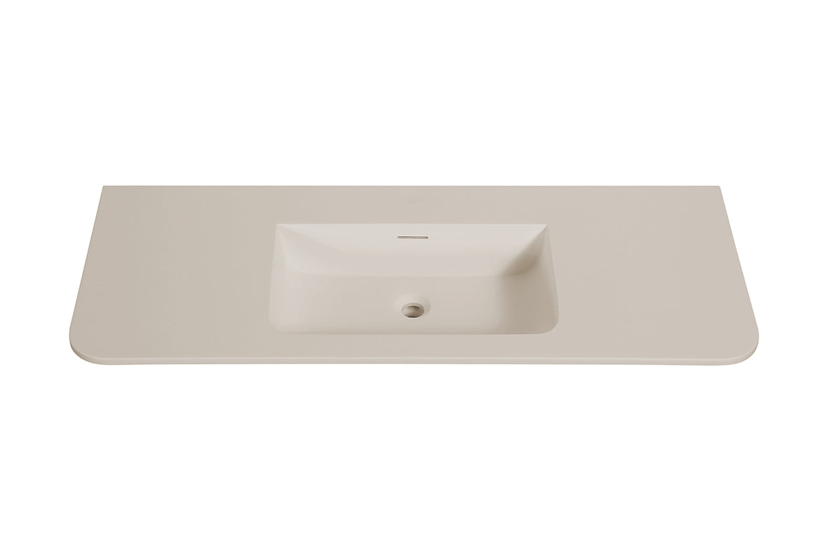 Laro wastafel zonder kraangat ronde hoeken 120 x 48 x 1,5 cm solid surface beige – Wiesbaden – Beige – Meubelwastafel | Dealplein