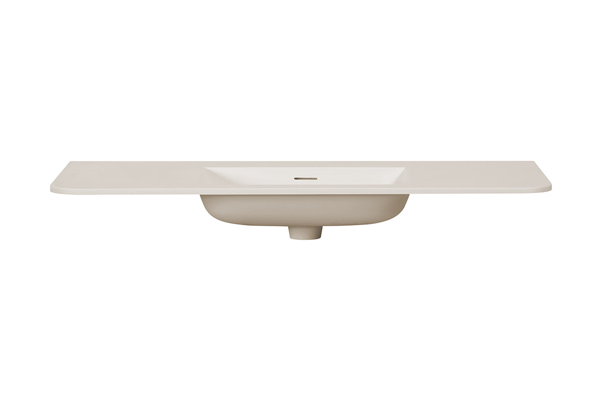 Laro wastafel zonder kraangat ronde hoeken 120 x 48 x 1,5 cm solid surface beige – Wiesbaden – Beige – Meubel Wastafel | Dealplein