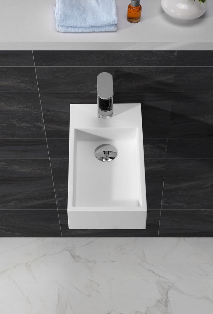 Lotte fontein rechts 40 x 22 x 10 cm solid surface mat wit – Wiesbaden – Mat Wit – Fonteinen | Dealplein