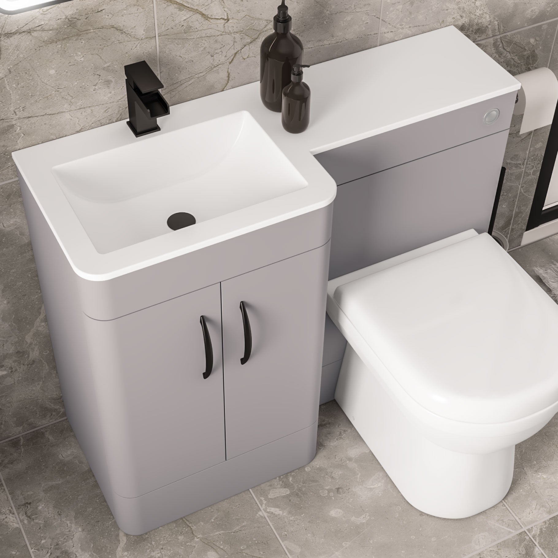 Eastbrook Chaddesley Wastafelblad 100x46 Cm Links Cast Marble Wit