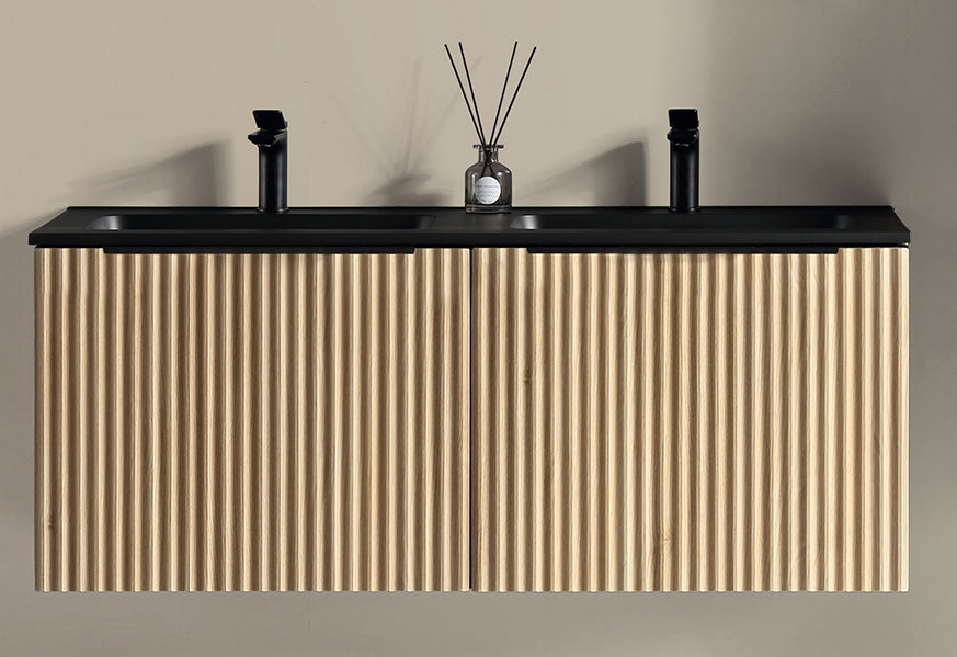 Ribbella onderkast met 2 laden 2 uitsparingen 120 x 45 cm naturel eik – Xellanz – Naturel Eik – Badmeubelen | Dealplein