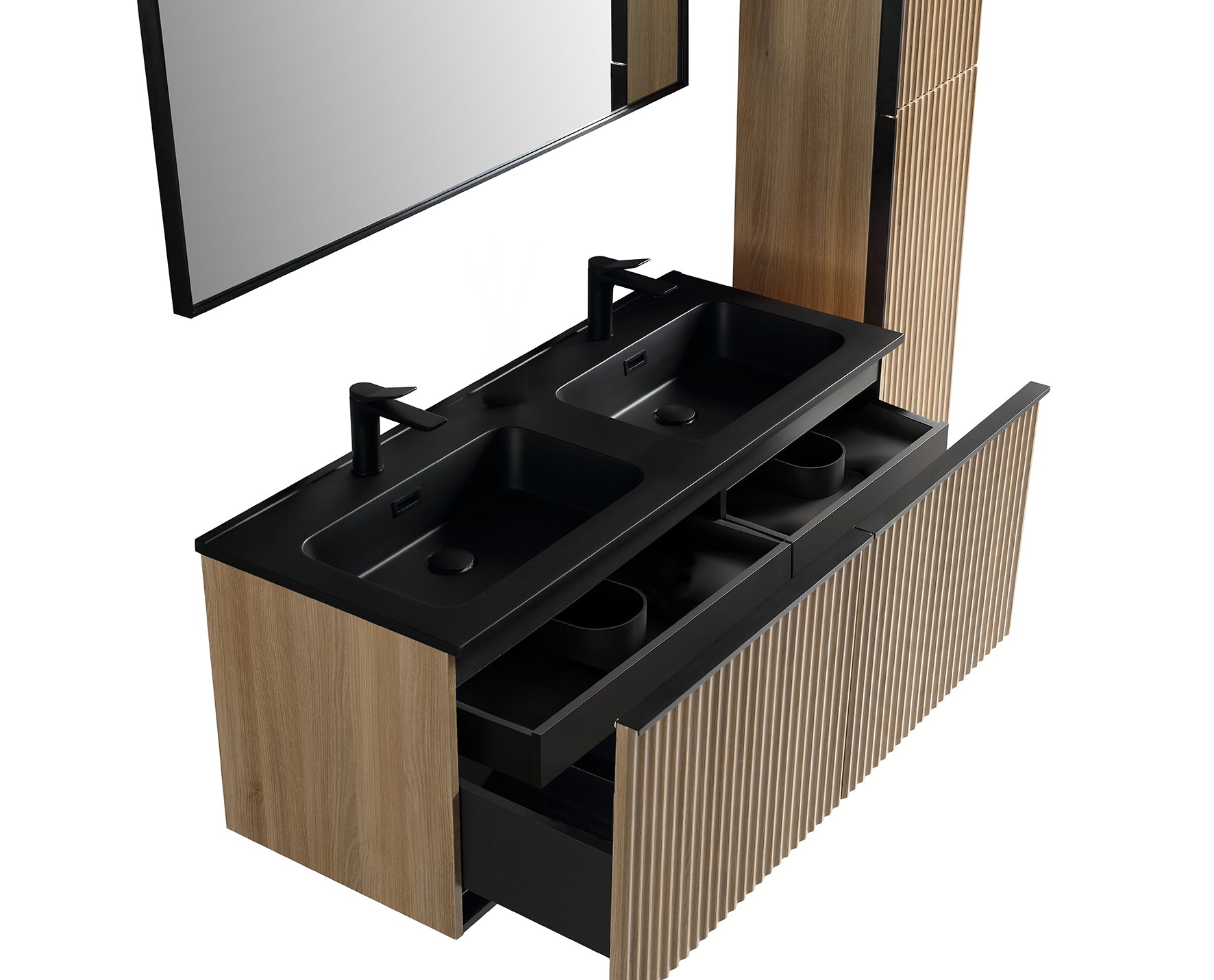Ribbella onderkast met 2 laden 2 uitsparingen 120 x 45 cm naturel eik