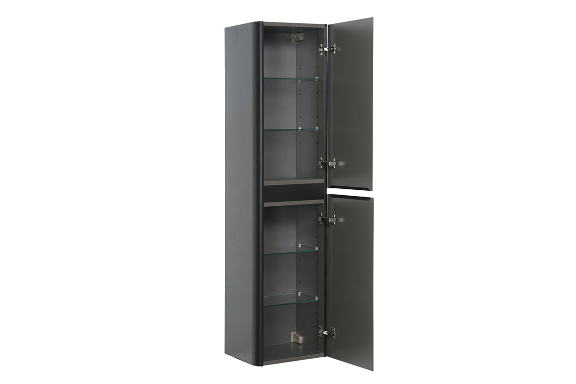 Novira kolomkast afgeronde hoeken 160 x 40 x 35 cm mat zwart – Wiesbaden – Mat Zwart – Kolomkasten | Dealplein