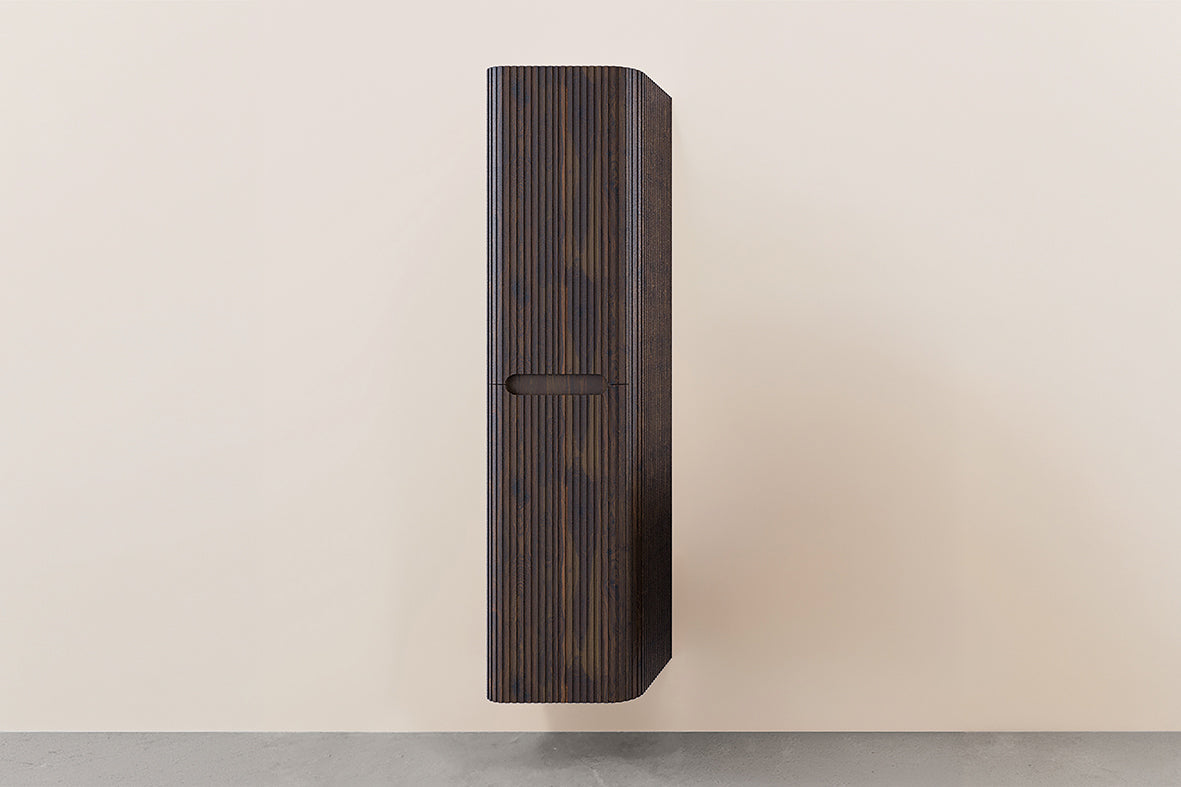 Wiesbaden Sulora kolomkast afgeronde hoeken geribbeld 160 x 40 x 35 cm walnoot