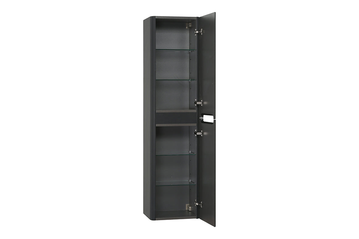 Wiesbaden Sulora kolomkast afgeronde hoeken geribbeld 160 x 40 x 35 cm mat zwart