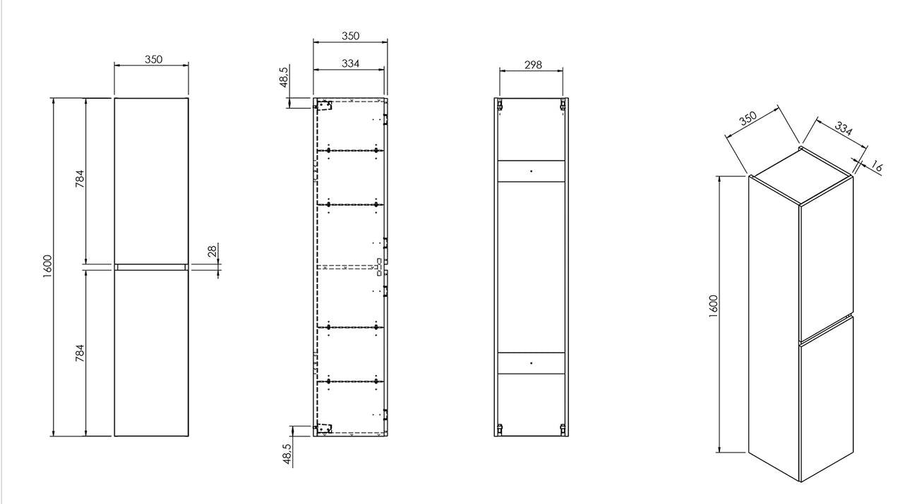 Alvara kolomkast 160x35x35 cm warm eiken – Wiesbaden – Warm Eiken – Kolomkasten | Dealplein