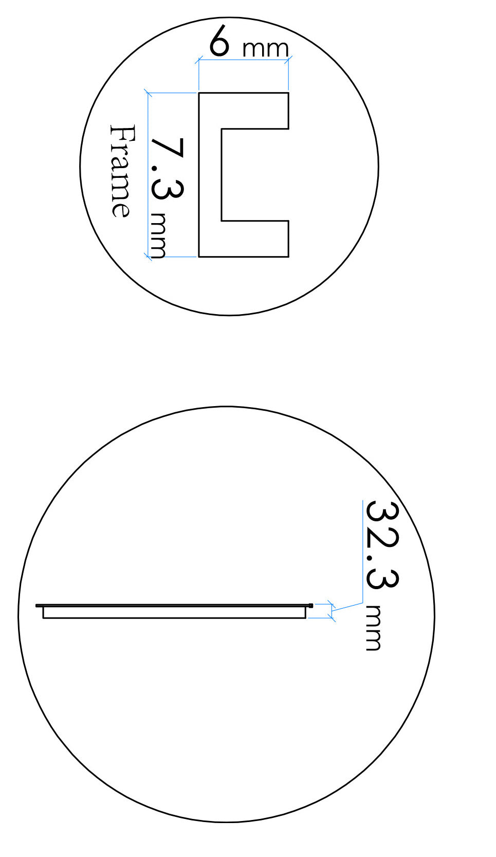 Maattekening Wiesbaden Novi spiegel rond met LED, dimbaar 60 cm mat zwart