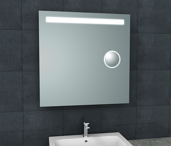 Badkamerspiegel Tigris En Scheerspiegel 80×80 cm Neutraal — met LED-verlichting